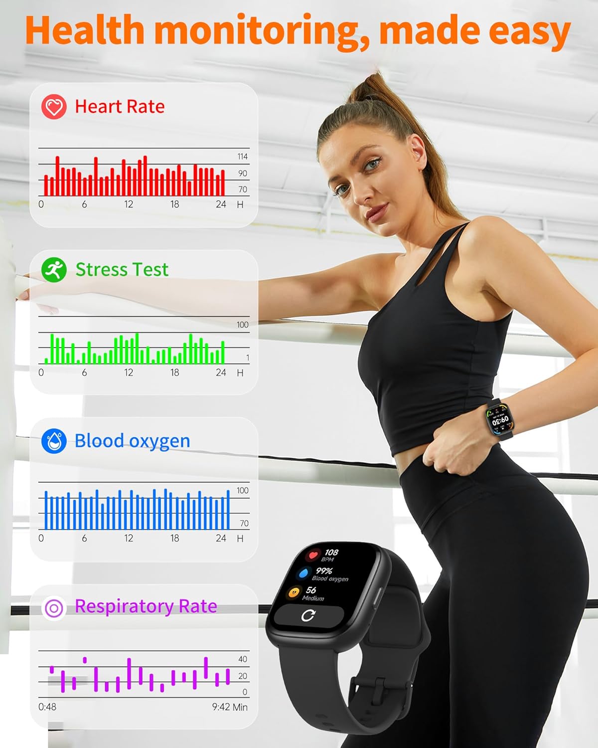 Smart Watch for Men Women, Bluetooth Calling, 1.83" HD Touch Screen Fitness Tracker, 100+ Sports Modes, Heart Rate Sleep Monitor, DIY Dial, IP68 Waterproof, Compatible with Android & iOS