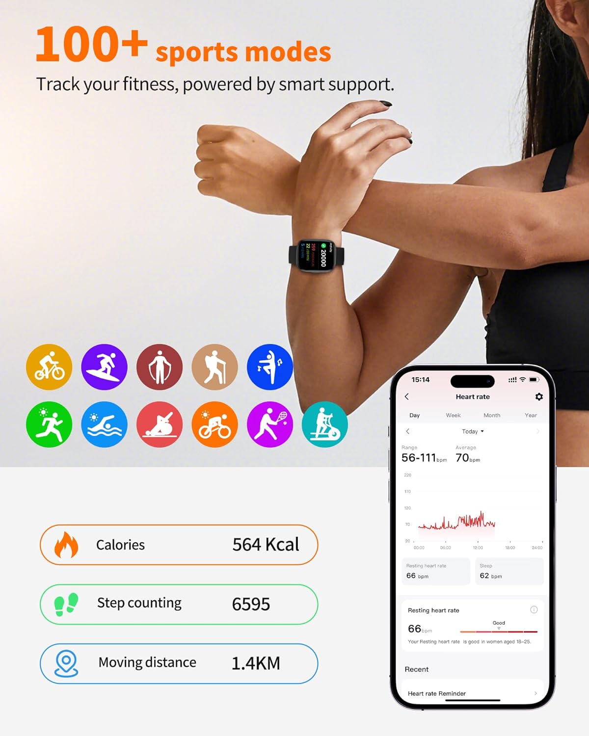 Smart Watch for Men Women, Bluetooth Calling, 1.83" HD Touch Screen Fitness Tracker, 100+ Sports Modes, Heart Rate Sleep Monitor, DIY Dial, IP68 Waterproof, Compatible with Android & iOS